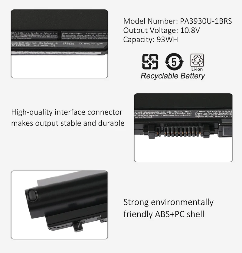 PA5043U-1BRS Laptop Battery for Toshiba Dynabook R730 / Portege R700 Series, 10.8V 66Wh