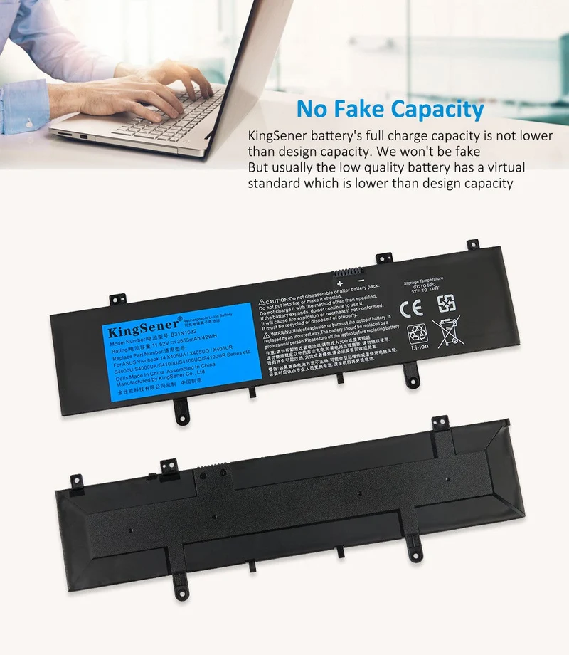 B31N1632 Battery for ASUS VivoBook 14 X405 X405UA X405UQ ZenBook S4100U — 11.52V 42Wh