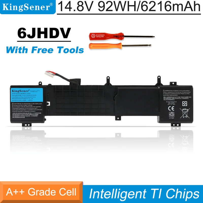 6JHDV Battery for Dell Alienware 17 R2 R3 — 14.8V 92Wh 8-Cell