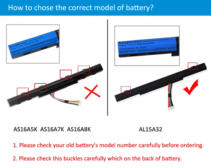AL15A32 Battery for Acer Aspire E5-422 E5-473 E5-522 E5-532 E5-573 V3-574 — 14.8V 37Wh