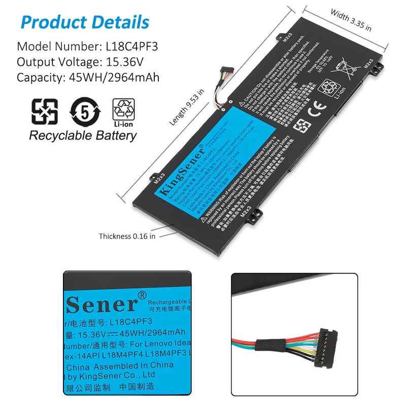 L18C4PF3 L18M4PF3 L18M4PF4 L18C4PF4 Laptop Battery for Lenovo IdeaPad C340-14 S540-14 Flex-14 — 15.36V 45Wh