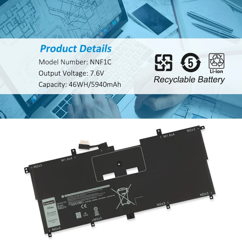 NNF1C Laptop Battery Replacement For Dell XPS 13 9365 Series XPS13-9365-D1605TS D1805TS HMPFH N003X9365-D1516FCN 7.6V 46WH | KingSener