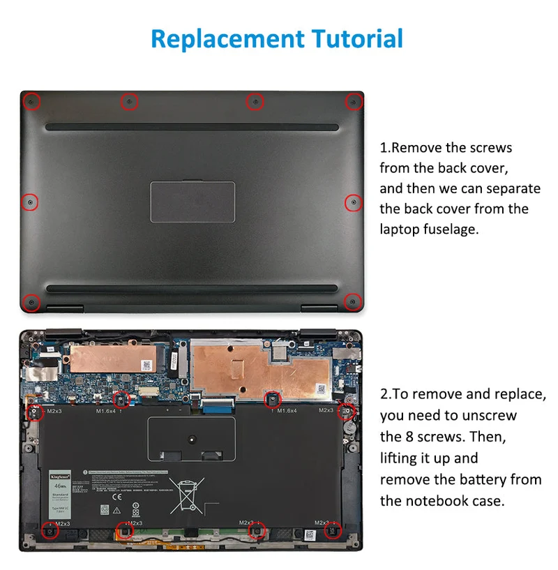 NNF1C Laptop Battery Replacement For Dell XPS 13 9365 Series XPS13-9365-D1605TS D1805TS HMPFH N003X9365-D1516FCN 7.6V 46WH | KingSener