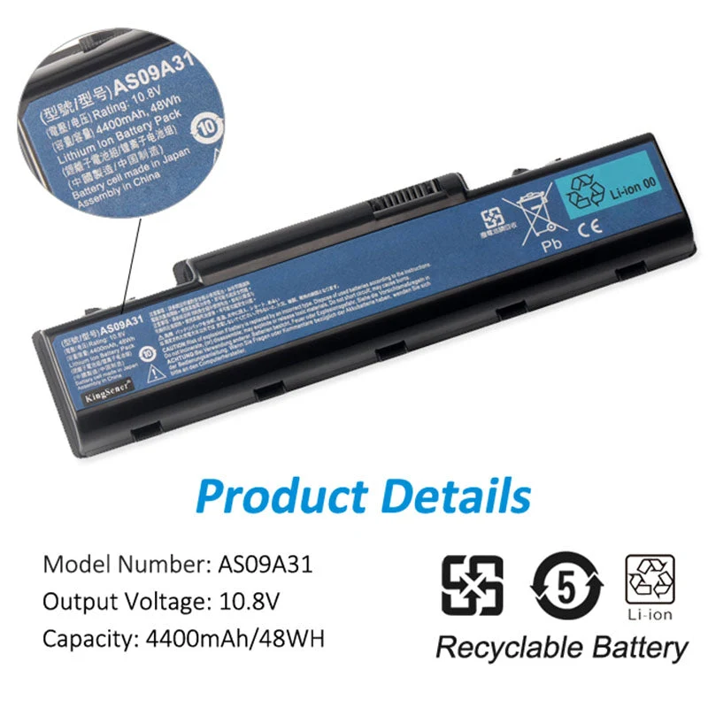 AS09A31 Laptop Battery For Acer EMachines E525 E625 E630 E725 G430 G625 G627 G630 G630G AS09A41 AS09A51 AS09A71 | KingSener