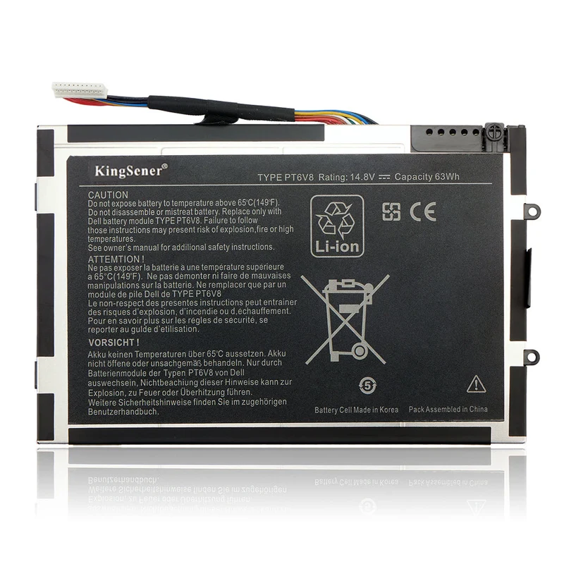 PT6V8 Laptop Battery for Dell Alienware M11x M14x R1 R2 R3 63WH 14.8V