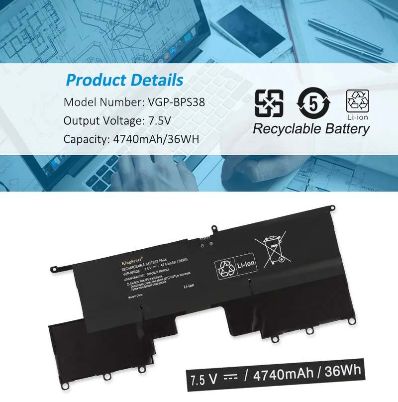 VGP-BPS38 Battery for Sony VAIO Pro 11 Pro 13 SVP11 SVP13 — 7.5V 36Wh