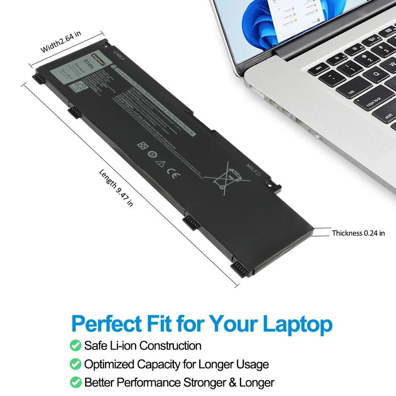 266J9 M4GWP Battery for Dell G3 15 3500 3590 G5 15 5500 5505 — 11.4V 51Wh