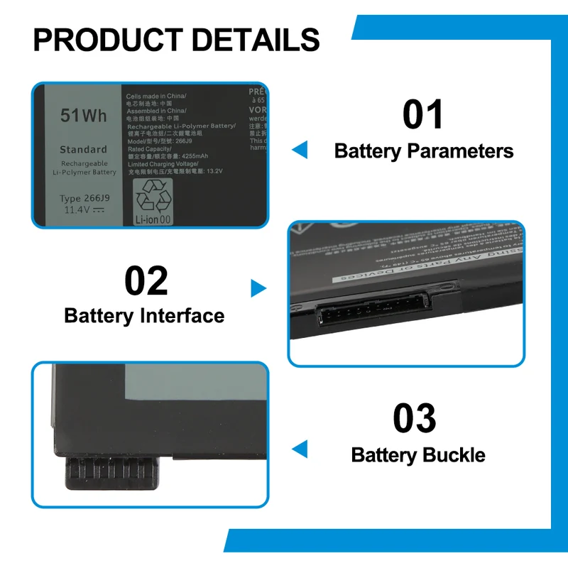 266J9 M4GWP Battery for Dell G3 15 3500 3590 G5 15 5500 5505 — 11.4V 51Wh