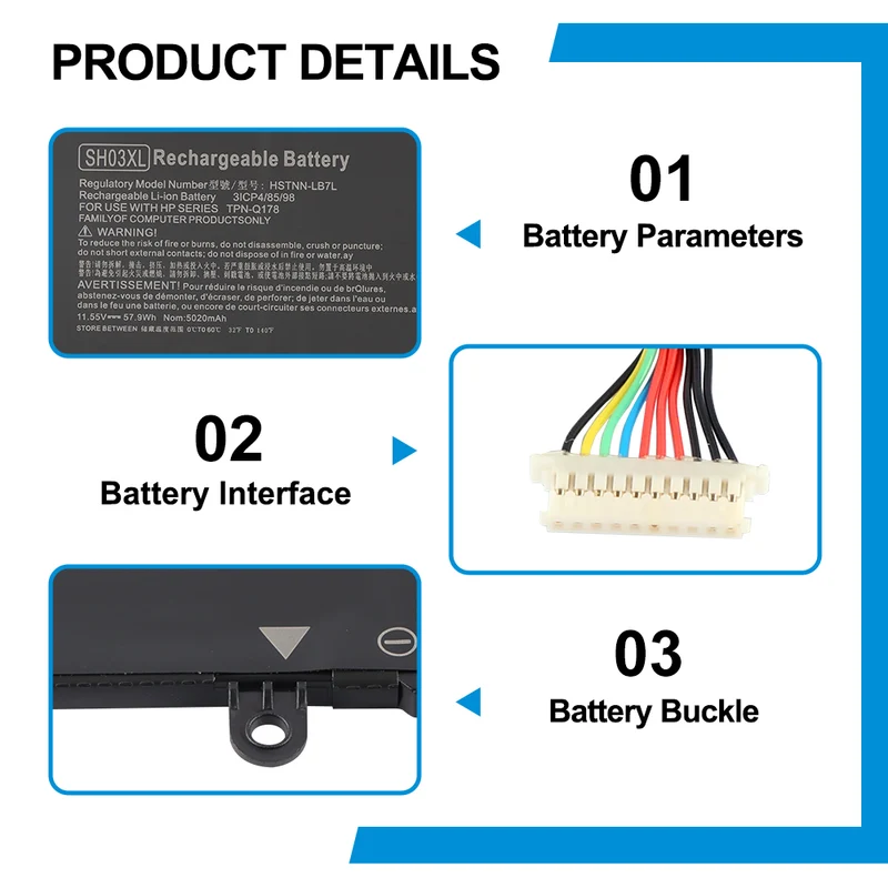 SH03XL CN03XL Battery for HP Spectre x360 13 & ENVY 13-AB - 57.9Wh 11.55V