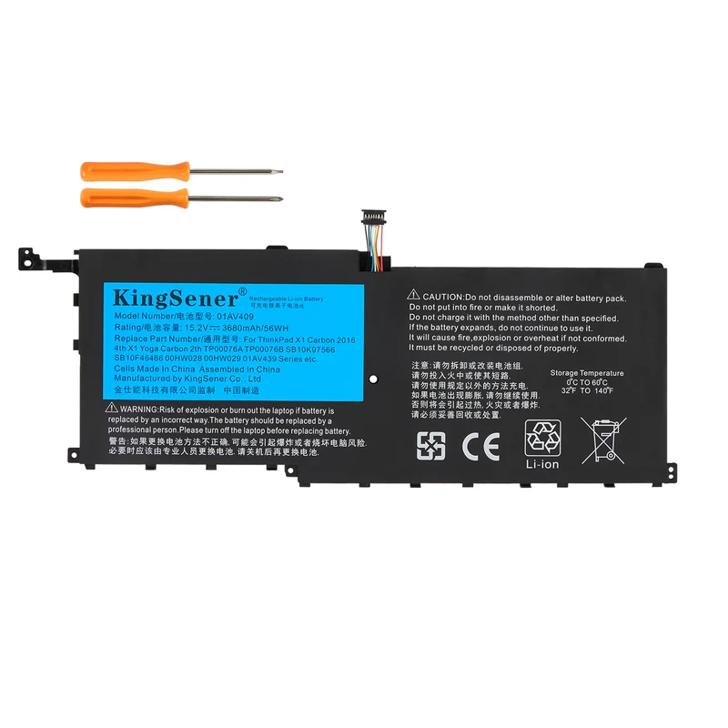01AV409 01AV441 Battery for Lenovo ThinkPad X1 Carbon 6th Gen Yoga 2nd Gen — 15.2V 56Wh