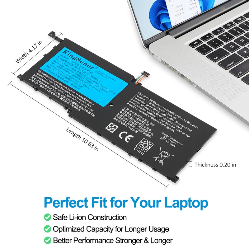 01AV409 01AV441 Battery for Lenovo ThinkPad X1 Carbon 6th Gen Yoga 2nd Gen — 15.2V 56Wh