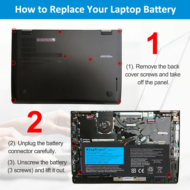 01AV409 01AV441 Battery for Lenovo ThinkPad X1 Carbon 6th Gen Yoga 2nd Gen — 15.2V 56Wh