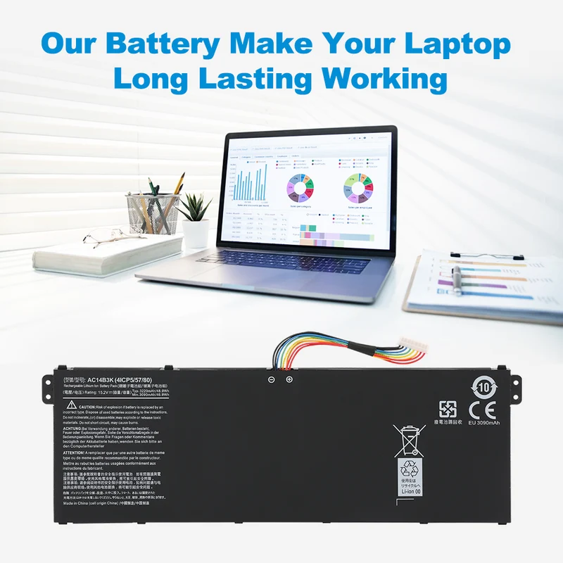 AC14B3K Battery for Acer Swift 3 SF314-51 Aspire ES1 E3 V3 V5 — 15.2V 48.9Wh