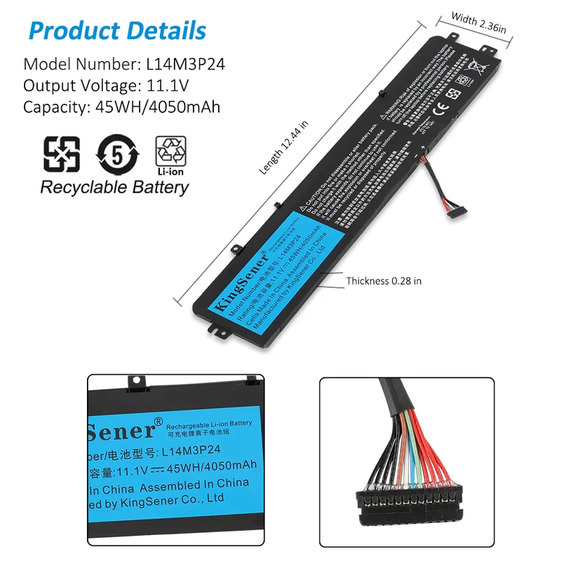 L14M3P24 Battery for Lenovo IdeaPad Y700 Legion Y520 R720 — 11.52V 45Wh