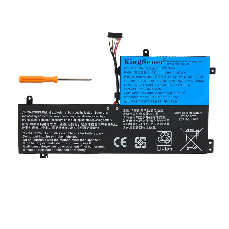 L17L3PG1 L17M3PG1 Battery for Lenovo Legion Y530 Y540 Y730 Y740 Y7000 — 11.52V 57Wh
