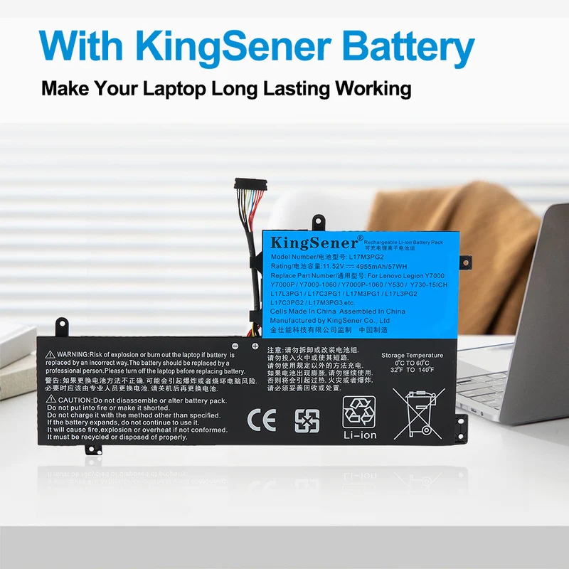 L17L3PG1 L17M3PG1 Battery for Lenovo Legion Y530 Y540 Y730 Y740 Y7000 — 11.52V 57Wh