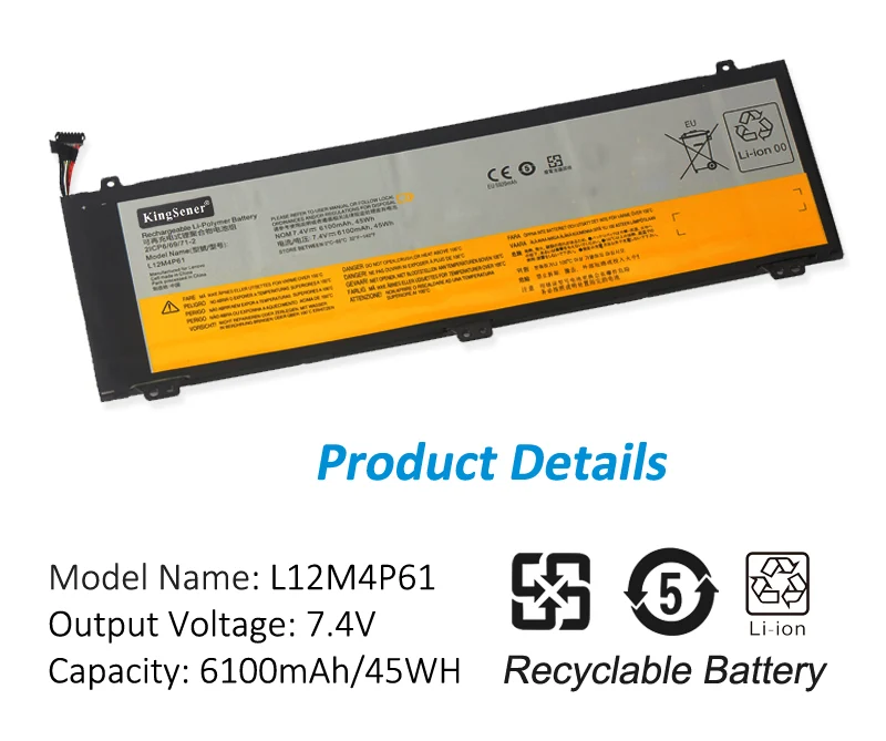 L12M4P61 Battery for Lenovo IdeaPad U330 Touch U330P U330T — 7.4V 45Wh