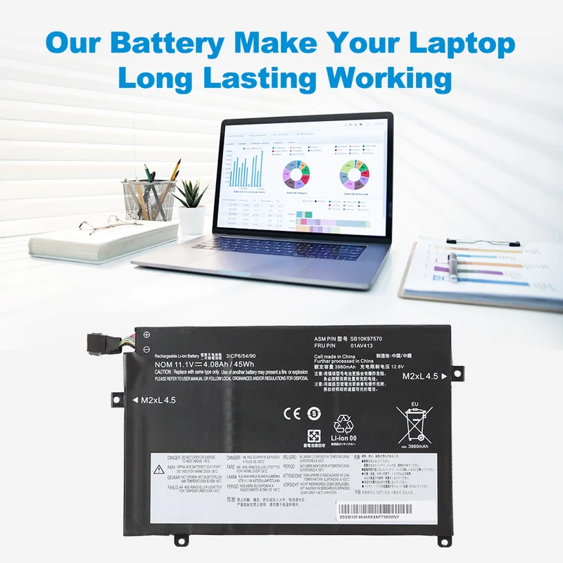 01AV413 01AV411 Battery for Lenovo ThinkPad E470 E470C E475 — 11.1V 45Wh