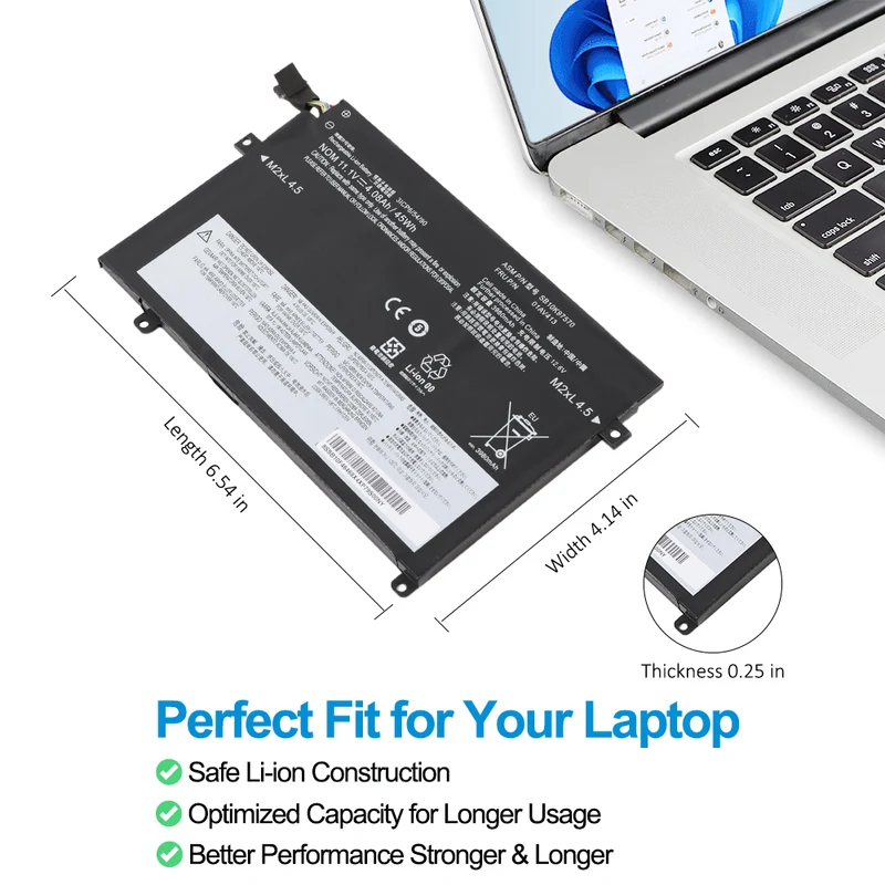 01AV413 01AV411 Battery for Lenovo ThinkPad E470 E470C E475 — 11.1V 45Wh