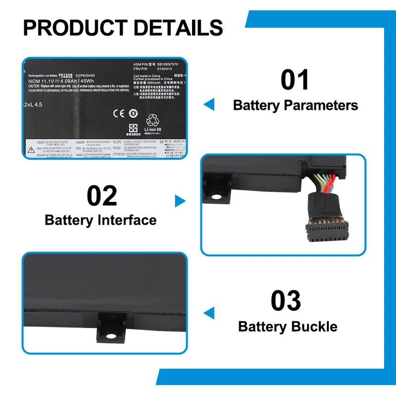 01AV413 01AV411 Battery for Lenovo ThinkPad E470 E470C E475 — 11.1V 45Wh