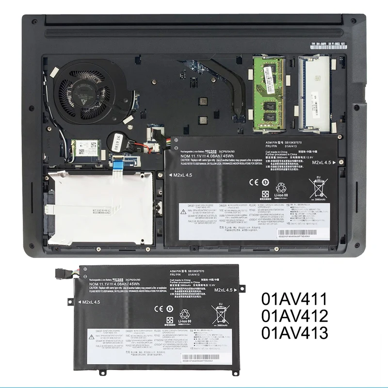 01AV413 01AV411 Battery for Lenovo ThinkPad E470 E470C E475 — 11.1V 45Wh