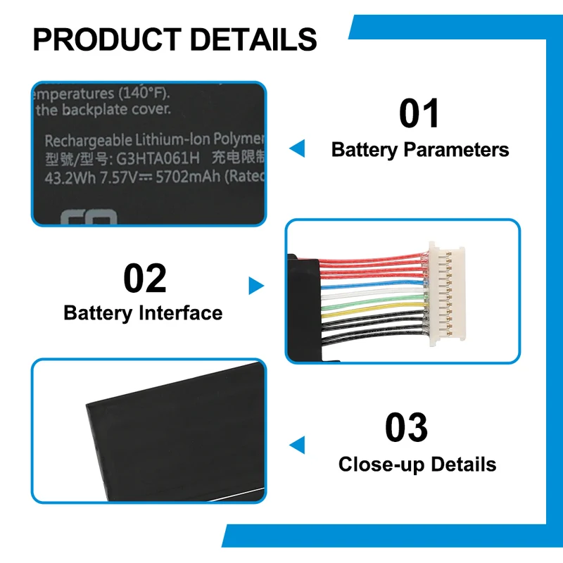 G3HTA061H Battery for Microsoft Surface Pro 7 Model 1866 — 7.57V 43.2Wh