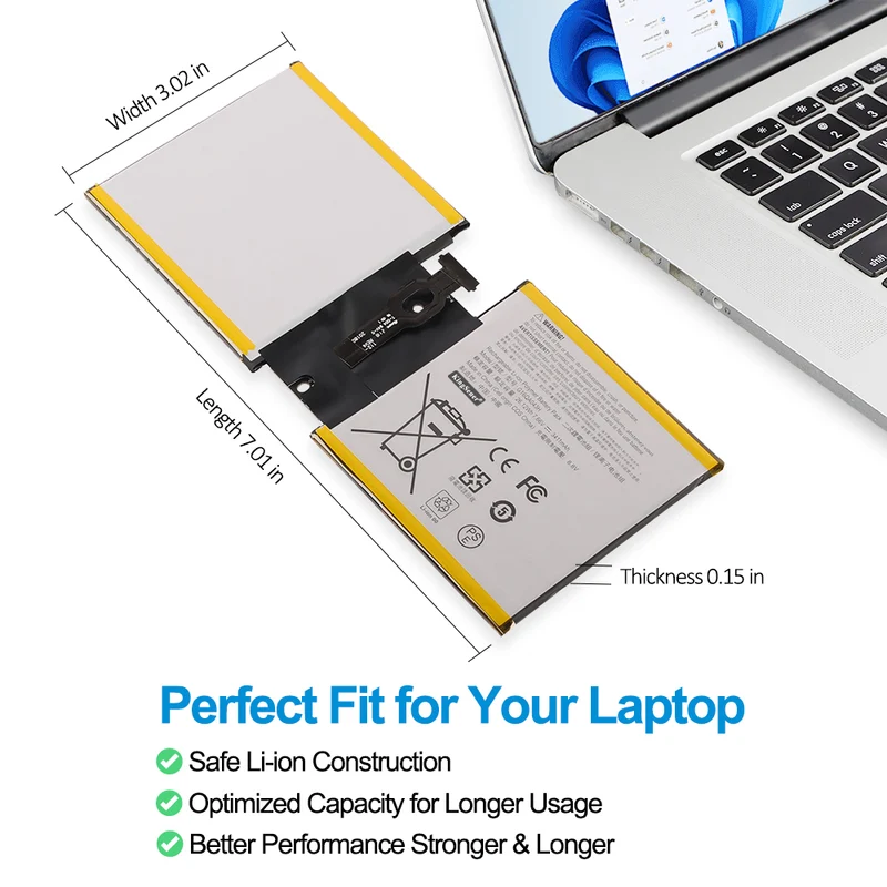 G16QA043H Battery for Microsoft Surface Go Model 1824 — 7.66V 26.12Wh