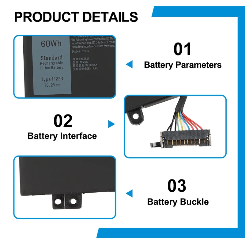 1F22N JJPFK Battery for Dell G5 15 5590 G7 7590 7790 Alienware M15 M17 R1 — 15.2V 60Wh