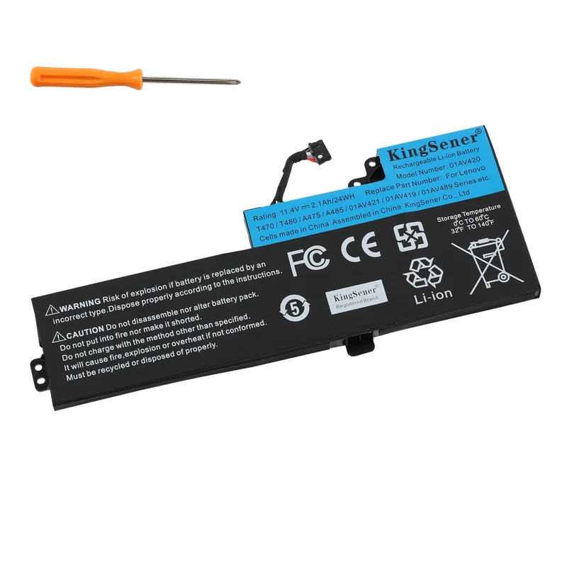 01AV421 01AV420 Internal Battery for Lenovo ThinkPad T470 T480 A475 — 11.46V 24Wh