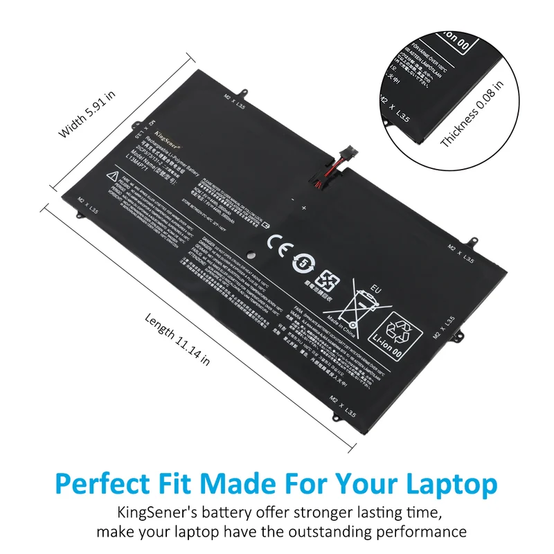 L13M4P71 Battery for Lenovo Yoga 3 Pro 1370 Series — 7.6V 44Wh