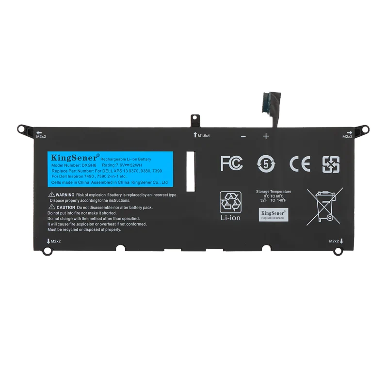 DXGH8 Battery for Dell XPS 13 9370 9380 Inspiron 7390 — 7.6V 52Wh