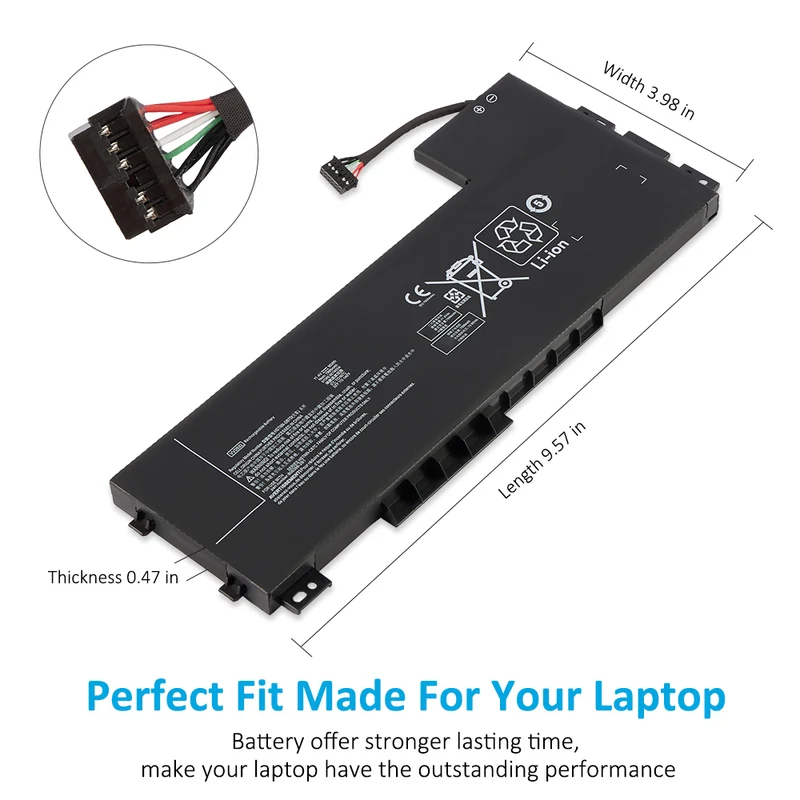 VV09XL 808452-001 Battery for HP ZBook 15 17 G3 G4 Mobile Workstation — 11.4V 90Wh
