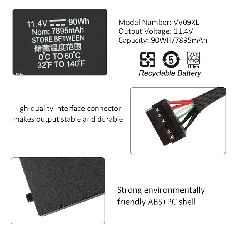 VV09XL 808452-001 Battery for HP ZBook 15 17 G3 G4 Mobile Workstation — 11.4V 90Wh