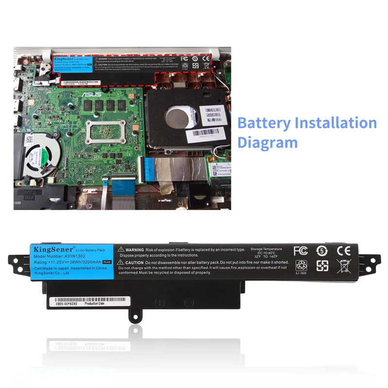 A31N1302 Battery for ASUS VivoBook X200CA X200MA F200CA — 11.25V 36Wh
