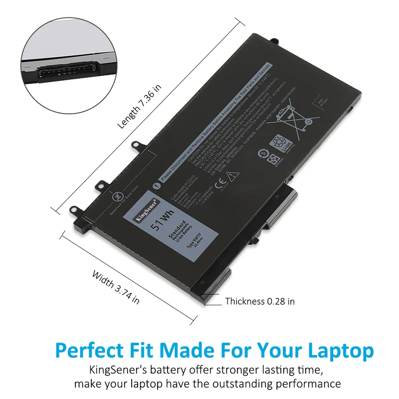 93FTF Battery for Dell Latitude 5480 5490 5580 5590 — 11.4V 51Wh