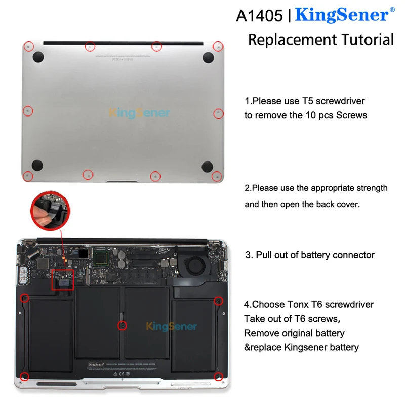 A1405 Battery for Apple MacBook Air 13 inch A1369 A1466 — 7.3V 50Wh