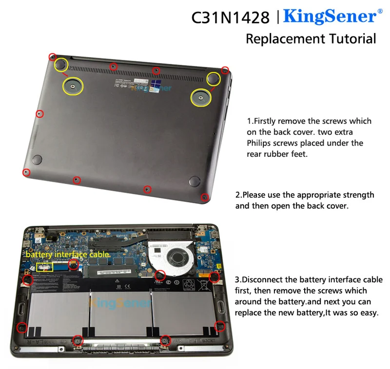 C31N1428 Battery for ASUS Zenbook UX305L UX305LA UX305UA — 11.31V 56Wh