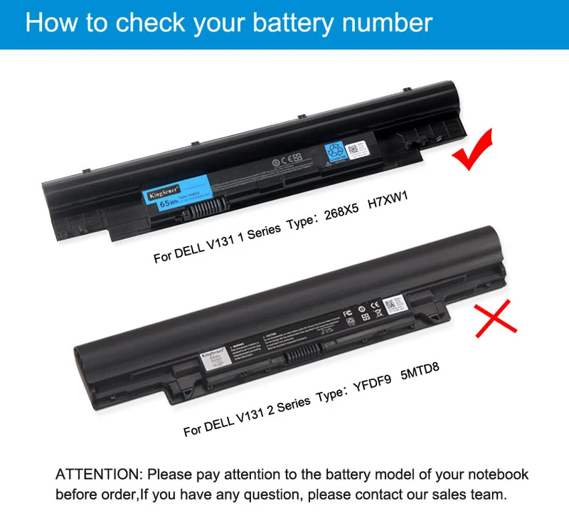 268X5 Battery for Dell Vostro V131 V131D Inspiron 13Z N311z — 11.1V 65Wh