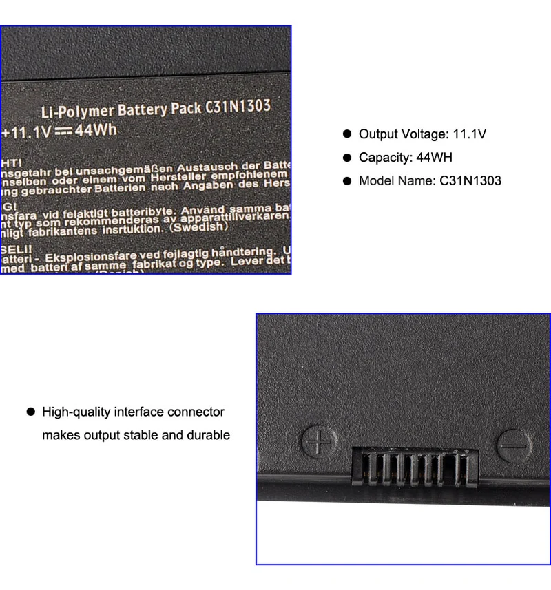 C31N1303 Battery for ASUS ROG PU401 PU401L PU401LA GL502VY — 11.1V 44Wh