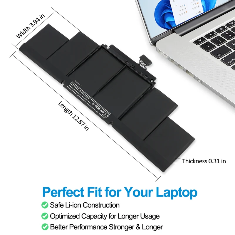 A1417 Battery for Apple MacBook Pro 15" Retina A1398 (Mid 2012 Early 2013) — 10.95V 95Wh
