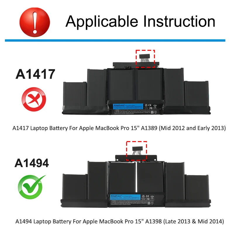 A1494 Battery for Apple MacBook Pro 15" Retina A1398 (Late 2013 Mid 2014) — 11.26V 95Wh