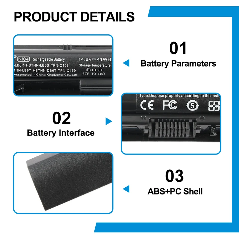 KI04 Battery for HP Pavilion 14-ab 15-ab 17-g Series — 14.8V 41Wh