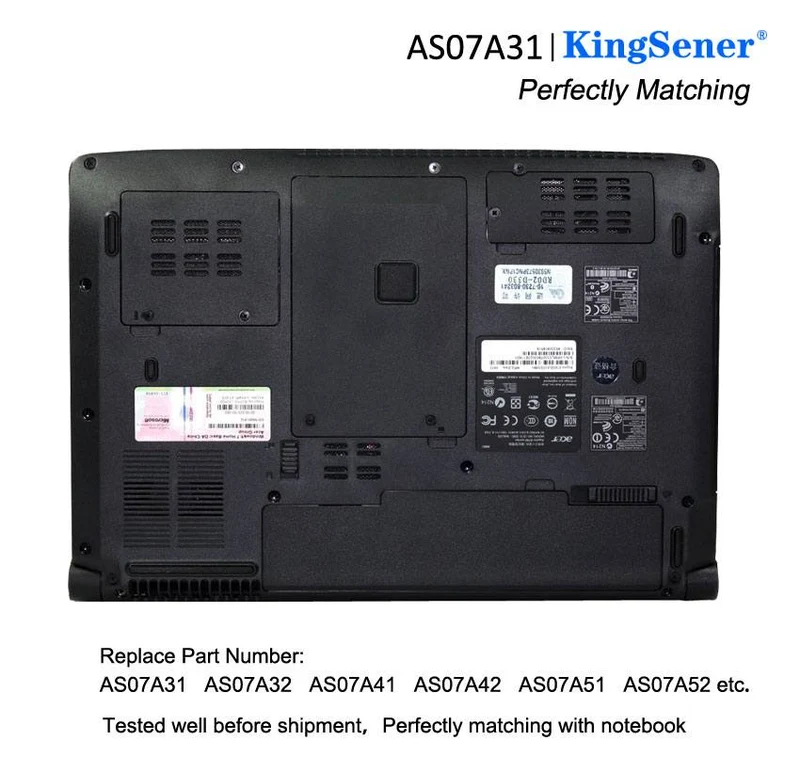 AS07A31 Battery for Acer Aspire 2930G 4740G 5738G 4930 Series — 10.8V 47.5Wh