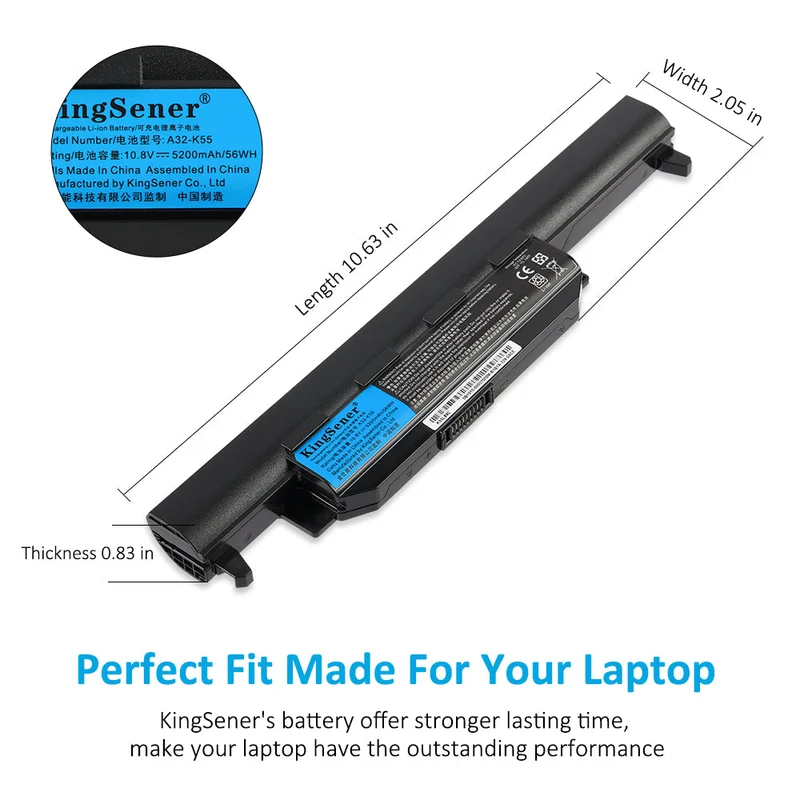 A32-K55 Battery for ASUS A45 A55 K55 K75 X45 X55 X75 A85 K95 R400 R500 R700 U57 56Wh 10.8V