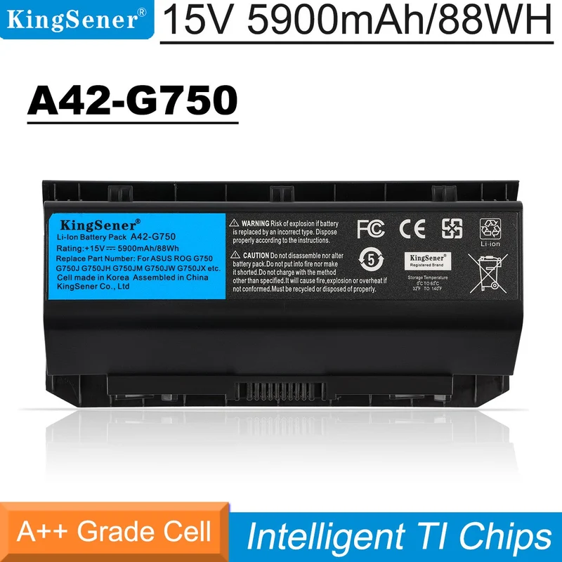 A42-G750 Laptop Battery for ASUS ROG G750 G750J G750JH G750JM G750JS G750JW G750JX G750JZ Series 5900mAh 15V 88WH | KingSener