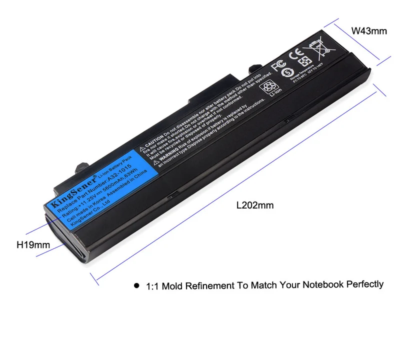 A32-1015 Laptop Battery for ASUS Eee PC 1015 1015P 1015PE 1015PW 1215N 1016 1016P 1215 A31-1015 11.25V 5600mAh | KingSener