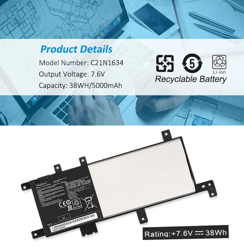 C21N1634 Laptop Battery For ASUS Vivobook R542UR R542UR-GQ378T FL5900L FL8000L A580U X580U X580B | KingSener