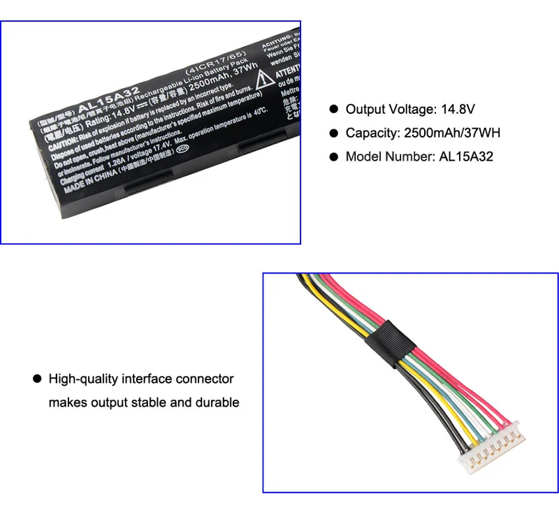 AL15A32 Battery for Acer Aspire E5-422 E5-473 E5-522 E5-532 E5-573 V3-574 — 14.8V 37Wh