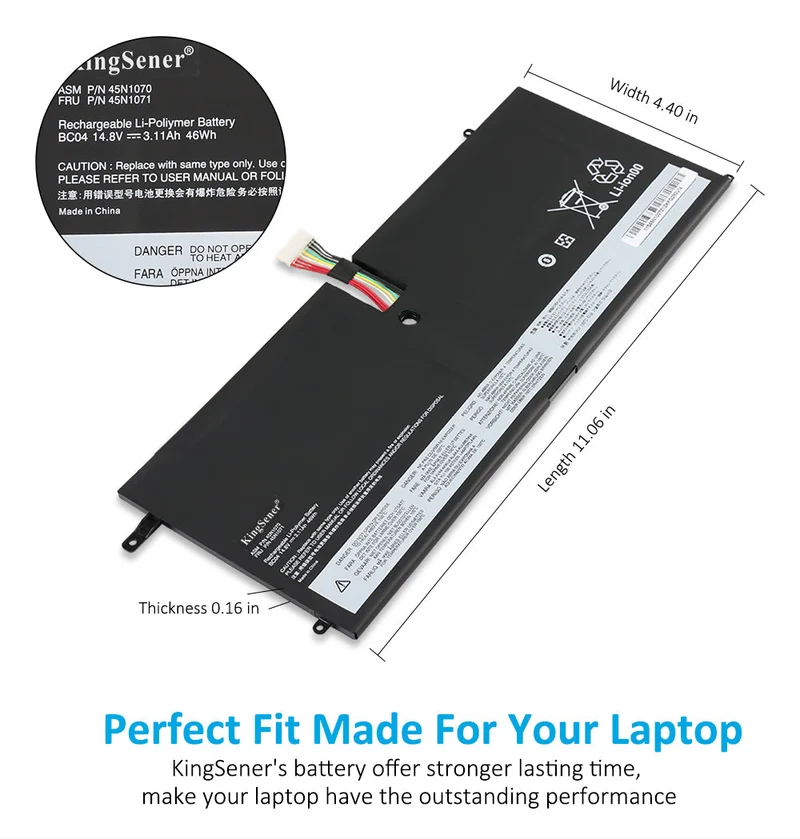 Lenovo ThinkPad X1 Carbon 1st Gen Battery 45N1070 45N1071 46Wh