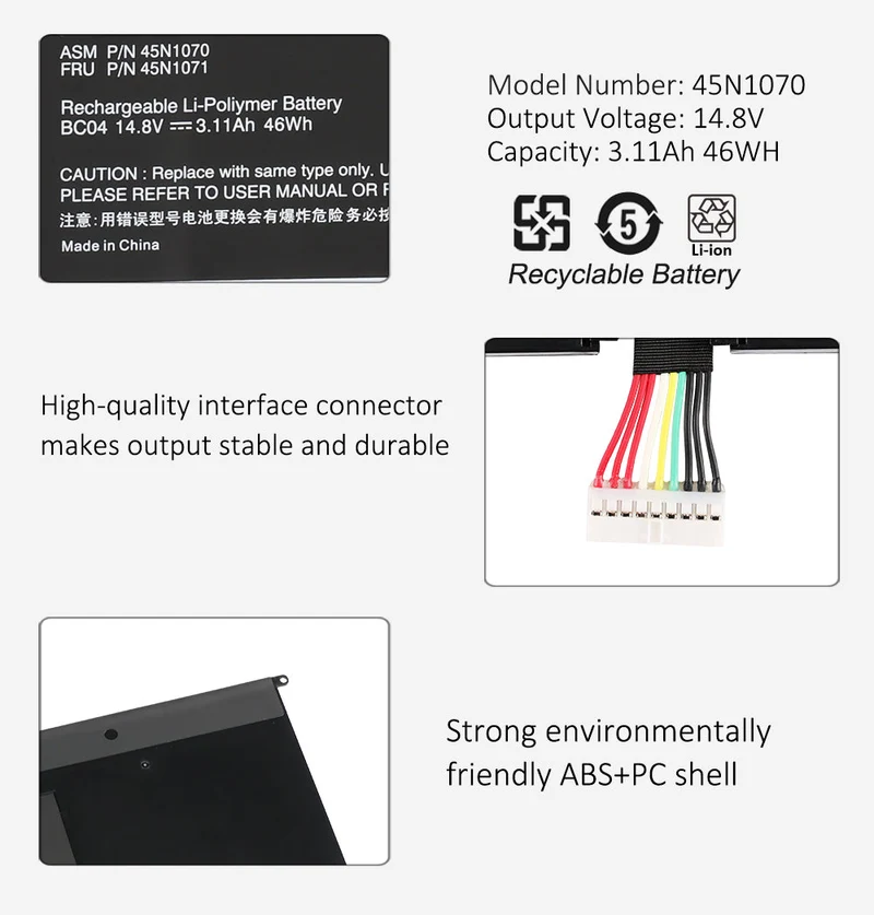 Lenovo ThinkPad X1 Carbon 1st Gen Battery 45N1070 45N1071 46Wh